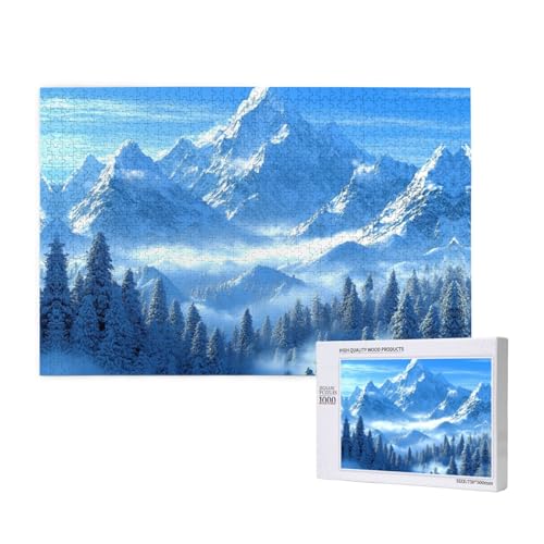 Atemberaubender Schnee 1000 Puzzle für Erwachsene - ein anspruchsvolles Puzzel, ideal für Spielenächte - fertige Puzzle Größe 29,5 x 19,7 von OIBNKCN