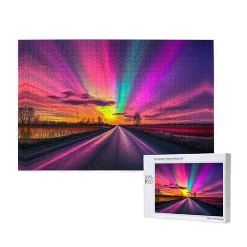 Aurora at The Highway 1000 Puzzles für Erwachsene, herausfordernde Puzzles, perfekt für Spieleabende, fertige Puzzle-Größen von 29,5 x 19,7 cm von OIBNKCN