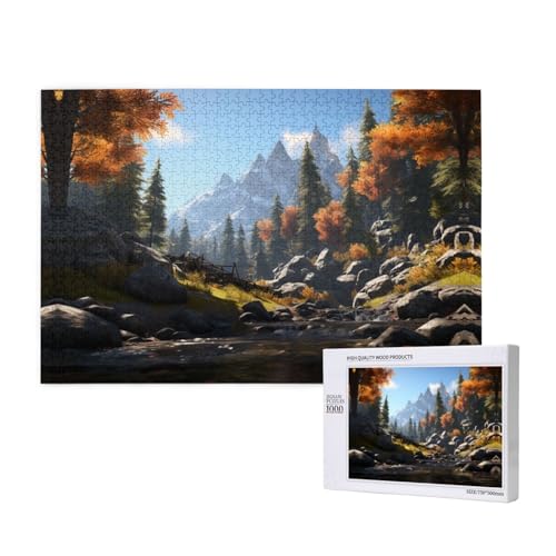 Berge und Wälder 1000 Erwachsenen-Puzzles – herausfordernde Puzzles, perfekt für Spieleabende – fertige Puzzle-Größen von 29,5 x 19,7 cm von OIBNKCN