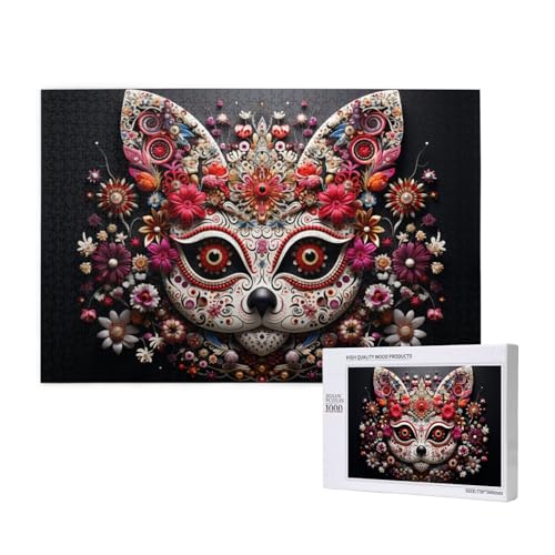 Böses Blumenkätzchen 1000 Erwachsenenpuzzles – herausfordernde Puzzles, perfekt für Spieleabende – fertige Puzzle-Größen von 29,5 x 19,7 cm von OIBNKCN
