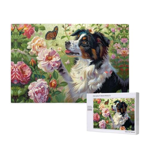 Border Collie spielt 1000 Erwachsenenpuzzles – herausfordernde Puzzles, perfekt für Spieleabende – fertige Puzzle-Größen von 29,5 x 19,7 cm von OIBNKCN