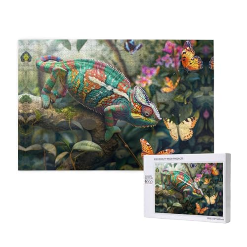 Bunte Eidechsen, 1000 Puzzles für Erwachsene, anspruchsvolle Puzzles, perfekt für Spieleabende, fertige Puzzle-Größen von 29,5 x 19,7 cm von OIBNKCN