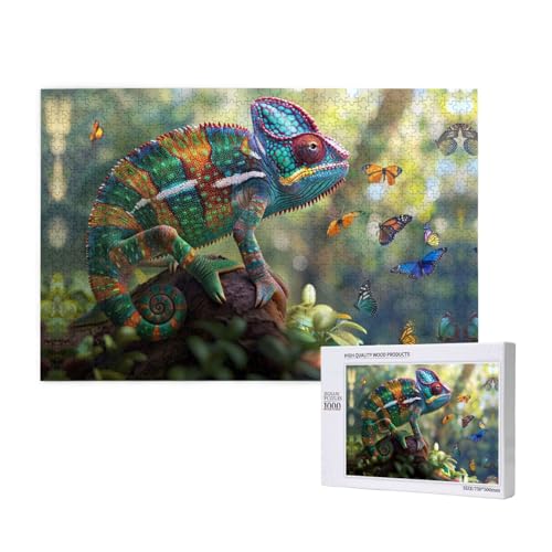 Bunte Eidechsen 1000 Erwachsenenpuzzles – herausfordernde Puzzles, perfekt für Spieleabende – fertige Puzzle-Größen von 29,5 x 19,7 cm von OIBNKCN