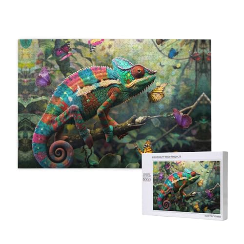 Bunte Eidechsen spielen 1000 Erwachsenenpuzzles – herausfordernde Puzzles, perfekt für Spielabende – fertige Puzzle-Größen von 29,5 x 19,7 cm von OIBNKCN