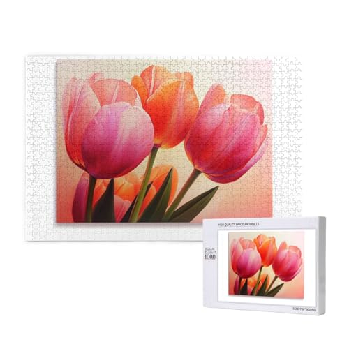Bunte Tulpen 1000 Puzzles für Erwachsene, anspruchsvolle Puzzles, perfekt für Spieleabende, fertige Puzzle-Größen von 29,5 x 19,7 cm von OIBNKCN
