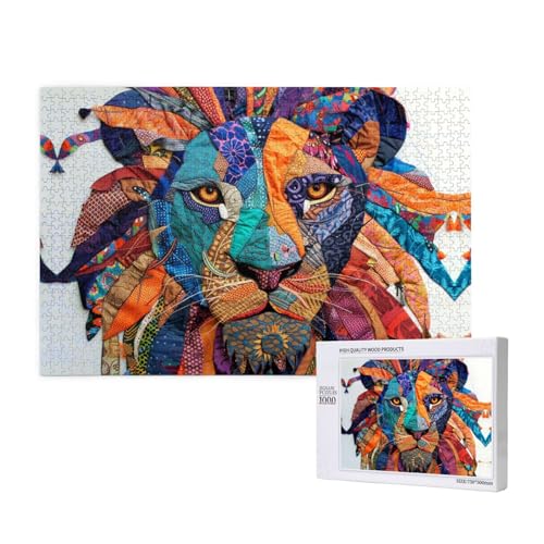 Bunte feierliche Löwenkopf-Puzzles für Erwachsene, 1000 Puzzles, herausfordernde Puzzles, perfekt für Spieleabende, fertige Puzzle-Größen von 29,5 x 19,7 cm von OIBNKCN
