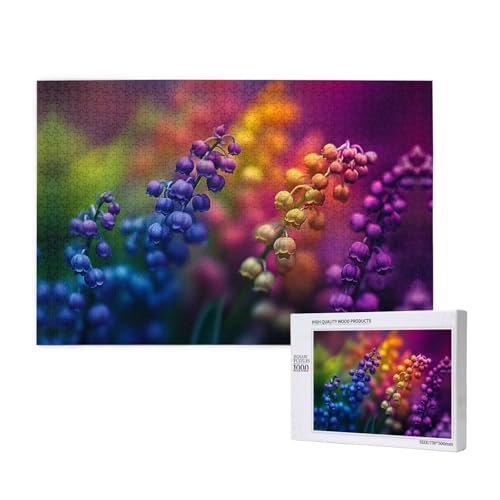 Bunte silberne Glockenblume, 1000 Puzzles für Erwachsene, anspruchsvolle Puzzles, perfekt für Spieleabende, fertige Puzzle-Größen von 29,5 x 19,7 cm von OIBNKCN
