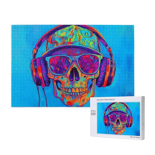 Bunter Trommelturmkopf, 1000 Puzzles für Erwachsene, anspruchsvolle Puzzles, perfekt für Spieleabende, fertige Puzzle-Größen von 29,5 x 19,7 cm von OIBNKCN