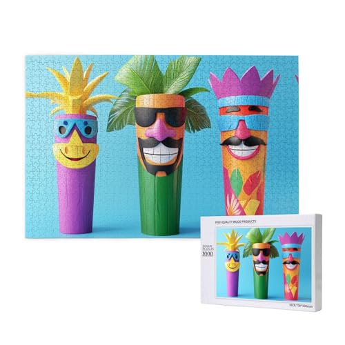 Cartoon-Muster 1000 Erwachsenen-Puzzles – herausfordernde Puzzles, perfekt für Spieleabende – fertige Puzzle-Größen von 29,5 x 19,7 cm von OIBNKCN