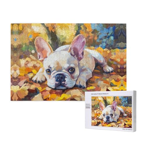 Cartoon Puppy Resting 1000 Adult Puzzles - Herausfordernde Puzzles, perfekt für Spieleabende - Fertige Puzzle-Größen von 29,5 x 19,7 von OIBNKCN