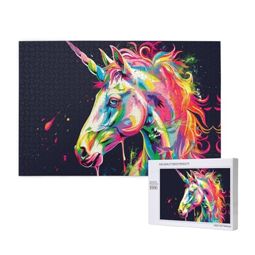 Charmantes buntes Pferd, 1000 Puzzles für Erwachsene, anspruchsvolle Puzzles, perfekt für Spieleabende, fertige Puzzle-Größen von 29,5 x 19,7 cm Charmantes buntes Pferd, 1000 Puzzles für Erwachsene, anspruchsvolle Puzzles, perfekt für Spieleabende, fertige Puzzle-Größen von 29,5 x 19,7 cm von OIBNKCN