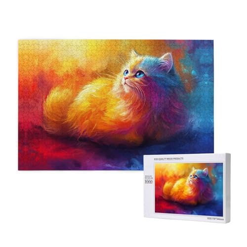 Colorful Dreamy Kitten 1000 Adult Puzzles - Challenging Puzzles, Perfect for Game Nights - Completed Puzzle Sizes of 29.5 x 19.7 von OIBNKCN
