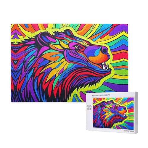 Colorful Lion 1000 Erwachsenenpuzzles – herausfordernde Puzzles, perfekt für Spieleabende – fertige Puzzle-Größen von 29,5 x 19,7 cm von OIBNKCN