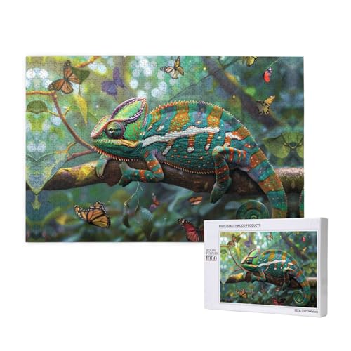 Colorful Lizards 1000 Puzzles für Erwachsene – herausfordernde Puzzles – perfekt für Spieleabende – Fertig-Puzzles 29,5 x 19,7 cm von OIBNKCN