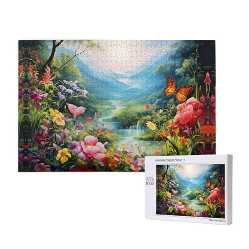 Colorful Mysterious Garden 1000 Puzzles für Erwachsene, herausfordernde Puzzles, perfekt für Spieleabende, fertige Puzzle-Größen von 29,5 x 19,7 cm von OIBNKCN