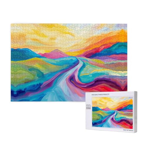 Colorful River 1000 Erwachsenenpuzzles – herausfordernde Puzzles, perfekt für Spieleabende – fertige Puzzle-Größen von 29,5 x 19,7 cm von OIBNKCN