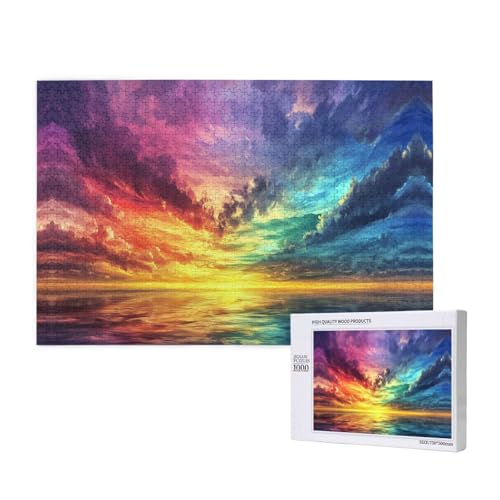 Colorful Sunset 1000 Erwachsenenpuzzles – herausfordernde Puzzles, perfekt für Spieleabende – fertige Puzzle-Größen von 29,5 x 19,7 cm von OIBNKCN