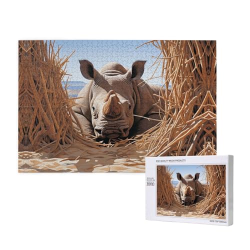 Das Nashorn in Sicht 1000 Erwachsenenrätsel – Herausfordernde Puzzles, perfekt für Spieleabende – fertige Puzzle-Größen von 29,5 x 19,7 cm von OIBNKCN