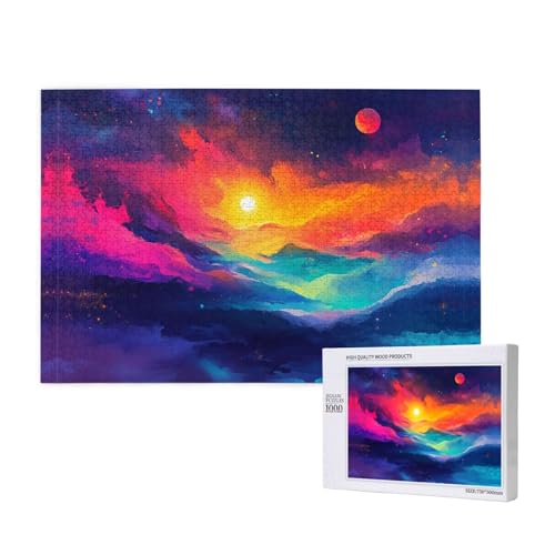 Dazzling Sky Aurora 1000 Puzzles für Erwachsene, herausfordernde Puzzles, perfekt für Spieleabende, fertige Puzzle-Größen von 29,5 x 19,7 cm von OIBNKCN