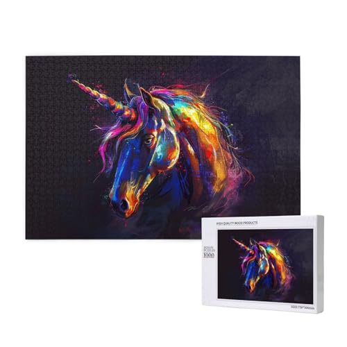 Dreamy Colored Rhinoceros 1000 Puzzles für Erwachsene, anspruchsvolle Puzzles, perfekt für Spieleabende, fertige Puzzle-Größen von 29,5 x 19,7 cm von OIBNKCN