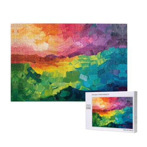 Ein verschwommenes Ölgemälde 1000 Erwachsenenpuzzles – herausfordernde Puzzles, perfekt für Spieleabende – fertige Puzzle-Größen von 29,5 x 19,7 cm von OIBNKCN