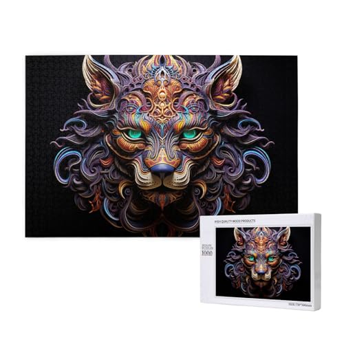Fantasy Metal Lion Head 1000 Erwachsene Puzzles - Herausfordernde Puzzles, perfekt für Spieleabende - Fertige Puzzle-Größen von 29,5 x 19,7 von OIBNKCN