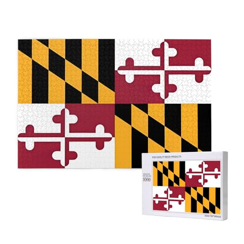 Flag of Maryland 1000 Erwachsenenpuzzles – Herausfordernde Puzzles, perfekt für Spieleabende – fertige Puzzle-Größen von 29,5 x 19,7 cm von OIBNKCN