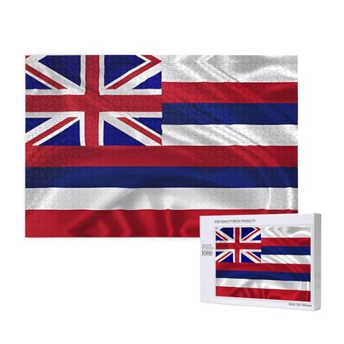Flagge von Hawaii American 1000 Erwachsenenpuzzles – herausfordernde Puzzles, perfekt für Spieleabende – fertige Puzzle-Größen von 29,5 x 19,7 cm von OIBNKCN