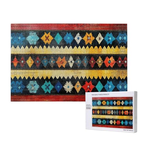 Gestricktes symmetrisches Muster, 1000 Erwachsenenpuzzles, anspruchsvolle Puzzles, perfekt für Spieleabende, fertige Puzzle-Größen von 29,5 x 19,7 cm von OIBNKCN