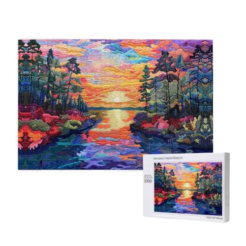 Glänzende Landschaftsmalerei, 1000 Puzzles für Erwachsene – herausfordernde Puzzles – perfekt für Spieleabende – fertige Puzzles in den Größen 29,5 x 19,7 cm von OIBNKCN