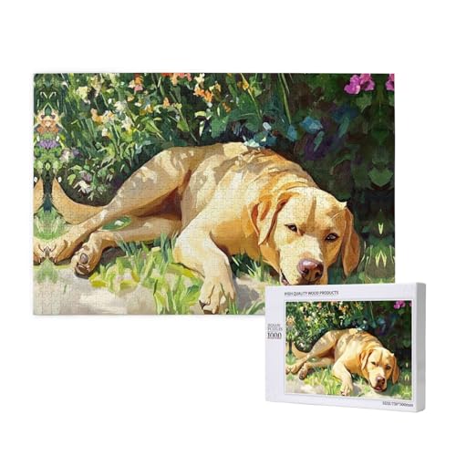 Golden Retriever Ruhen 1000 Erwachsenenrätsel – Herausfordernde Puzzles, perfekt für Spieleabende – fertige Puzzle-Größen von 29,5 x 19,7 cm von OIBNKCN
