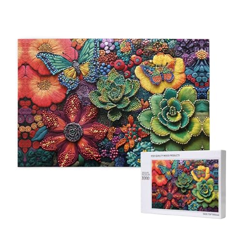Gorgeous Flowers 1000 Erwachsenenpuzzles – herausfordernde Puzzles, perfekt für Spieleabende – fertige Puzzle-Größen von 29,5 x 19,7 cm von OIBNKCN
