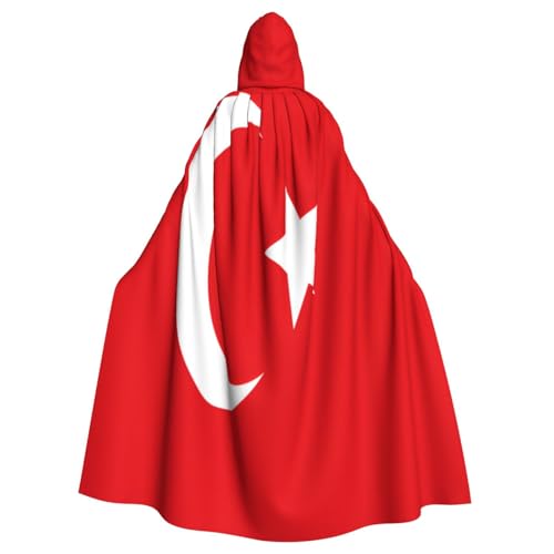 Kapuzenumhang mit Flagge der Türkei für Männer und Frauen, langlebiger und stilvoller schwarzer Umhang mit Kapuze für Halloween, Cosplay und mehr. von OIBNKCN