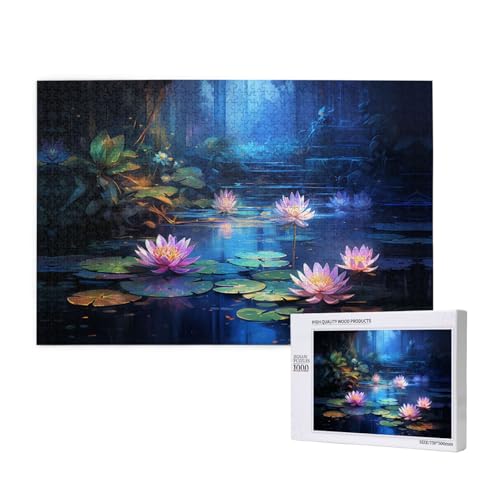 Lotus Flowers 1000 Puzzles für Erwachsene, herausfordernde Puzzle, perfekt für Spieleabende, komplette Puzzlegrößen, 75 x 50 cm von OIBNKCN