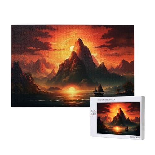 Mountain Range Glowing 1000 Erwachsenenpuzzles – herausfordernde Puzzles, perfekt für Spieleabende – fertige Puzzle-Größen von 29,5 x 19,7 cm von OIBNKCN