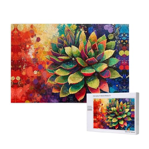 Mysterious Abstract Succulent 1000 Adult Puzzles - Herausfordernde Puzzles Perfekt für Spieleabende - Fertige Puzzle-Größen von 29,5 x 19,7 von OIBNKCN