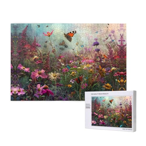 Mysterious Rainbow Garden 1000 Puzzles für Erwachsene, herausfordernde Puzzles, perfekt für Spieleabende, fertige Puzzle-Größen von 29,5 x 19,7 cm von OIBNKCN