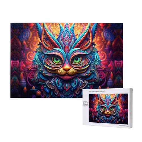 Mysterious and Colorful Cat 1000 Adult Puzzles - Challenging Puzzles, Perfect for Game Nights - Completed Puzzle Sizes of 29.5 x 19.7 von OIBNKCN