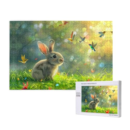 Naive Little Rabbit 1000 Puzzles für Erwachsene, herausfordernde Puzzles, perfekt für Spieleabende, fertige Puzzle-Größen von 29,5 x 19,7 cm von OIBNKCN