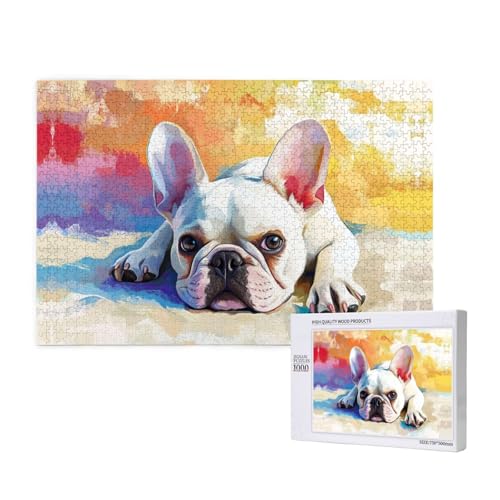 Niedliche bunte Welpen-Puzzles mit 1000 Erwachsenen-Puzzles – herausfordernde Puzzles, perfekt für Spielabende – fertige Puzzle-Größen von 29,5 x 19,7 cm von OIBNKCN