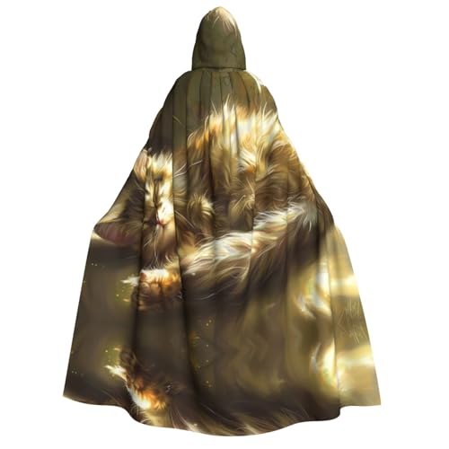OIBNKCN A little cat resting Halloween Hooded Robe for Adults Men and Women Christmas Hoodies Cloaks Rollenspiel Kostüme von OIBNKCN
