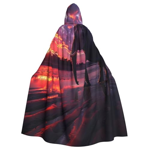 OIBNKCN Afrikanischer Elefantenumhang mit Kapuze für Männer und Frauen, langlebiger und stilvoller schwarzer Umhang mit Kapuze für Halloween, Cosplay und mehr. von OIBNKCN