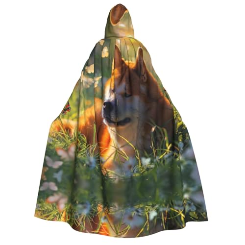 OIBNKCN Akita Inu Halloween Kapuzenmantel für Erwachsene Herren Damen Weihnachten Hoodies Umhang Rollenspiel Kostüme von OIBNKCN