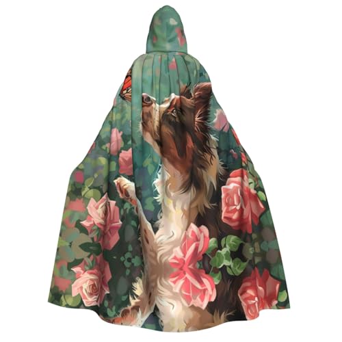 OIBNKCN Border Collie Halloween Kapuzenmantel für Erwachsene Männer Frauen Weihnachten Hoodies Umhang Rollenspiel Kostüme von OIBNKCN