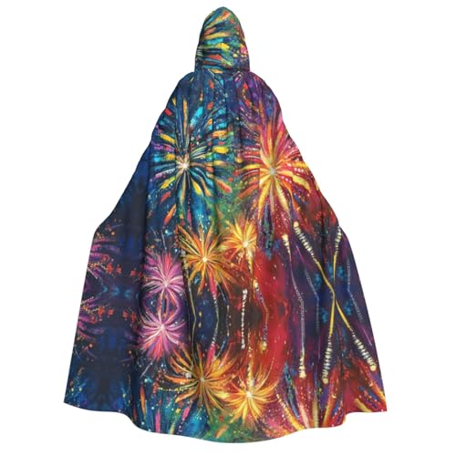 OIBNKCN Bunte Blumen wie Feuerwerk, Halloween-Kapuzenmantel für Erwachsene, Männer und Frauen, Weihnachts-Kapuzenpullover, Umhang, Rollenspiel-Kostüme von OIBNKCN