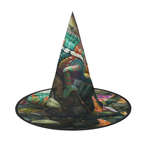 OIBNKCN Bunte Eidechsen, Halloween-Hut, Hexenhut, perfekt für Frauen, Männer, Hexenhut, Dekoration zum Aufhängen und für Partys OIBNKCN Bunte Eidechsen, Halloween-Hut, Hexenhut, perfekt für Frauen, Männer, Hexenhut, Dekoration zum Aufhängen und für Partys von OIBNKCN