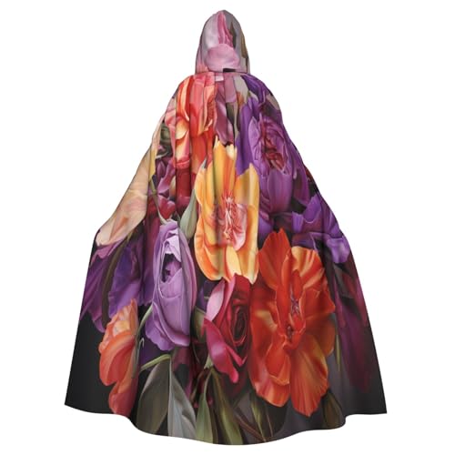 OIBNKCN Charmanter und edler Blumenstrauß-Umhang mit Kapuze für Damen und Herren, langlebiger und stilvoller schwarzer Umhang mit Kapuze für Halloween, Cosplay und mehr. von OIBNKCN