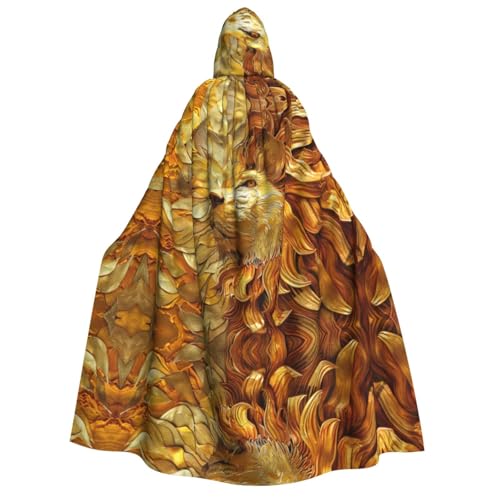OIBNKCN Der goldene afrikanische Löwe Halloween Kapuzenmantel für Erwachsene Männer Frauen Weihnachten Hoodies Umhang Rollenspiel Kostüme von OIBNKCN