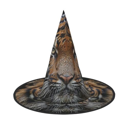OIBNKCN Ein dominanter Tiger. Halloween-Hut Hexenhut – perfekt für Frauen, Männer, Hexenhut, Dekoration zum Aufhängen und für Partys von OIBNKCN