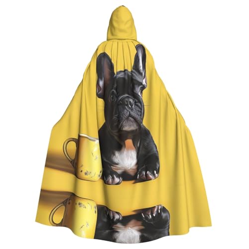 OIBNKCN Ein kleiner Hund, geeignet für Männer und Frauen, Erwachsenen-Bademäntel mit Kapuze, Umhang, Ritter, stilvolle und coole Rollenspiel-Kostüme von OIBNKCN